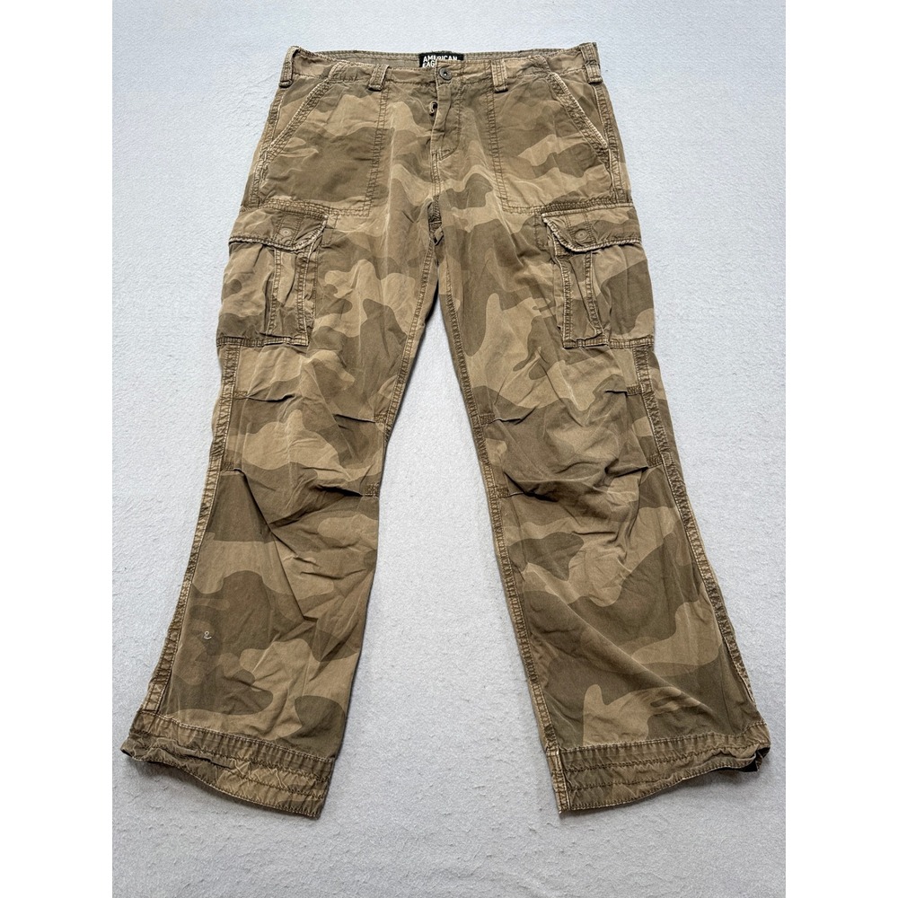 American Eagle Cargo Pants Men's 36x30 Brown Camo AE Surplus Straight Leg Cotton